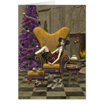 Gothic Christmas Card - "Waiting for Santa"