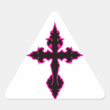gothic cross hot pink and black triangle sticker