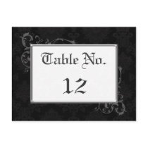 Gothic Damask Table Number in Black & White
