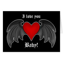 Gothic dark red winged heart Valentine's Day Card