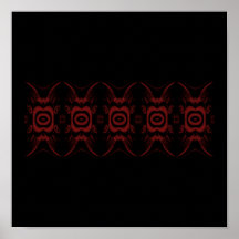 Gothic Deep Red and Black Floral design. Print