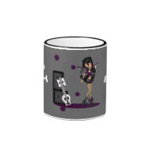 Gothic Faerie with Skull Guitar Coffee Mugs