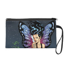 Gothic Fairy Grave Sitting with Tears by Al Rio Wristlet
