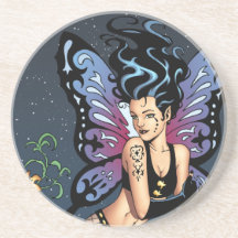 Gothic Fairy Grave Sitting with Tears by Al Rio Drink Coaster