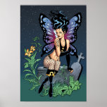 Gothic Fairy Grave Sitting with Tears by Al Rio Print