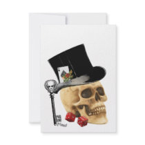 Gothic gambler skull tattoo design personalized invites