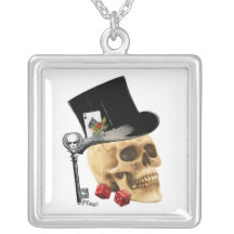 Gothic gambler skull tattoo design jewelry