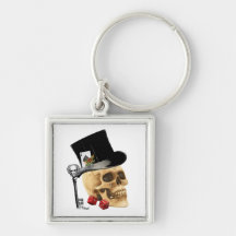 Gothic gambler skull tattoo design key chain