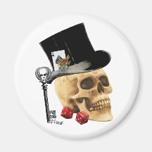 Gothic gambler skull tattoo design magnets