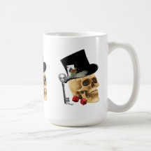 Gothic gambler skull tattoo design mugs