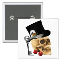 Gothic gambler skull tattoo design pin