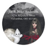 Gothic Girl Tombstone & Ghost Return Address Label stickers