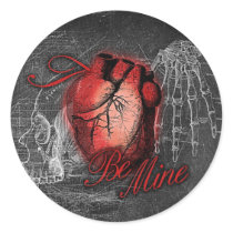 Gothic Heart Be Mine Round Sticker