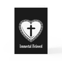 Gothic Heart Cross Valentine Greeting Card
