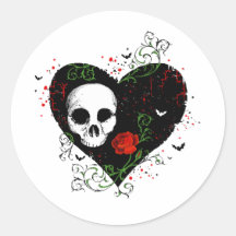 Gothic heart round sticker