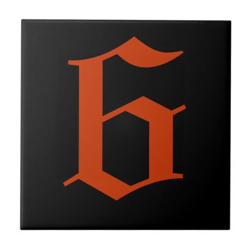 Gothic House Number Tile Red on Black Zazzle