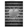 Gothic punk emo black and white heart with stripes cards