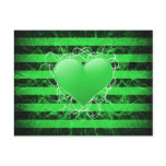 Gothic punk emo green heart with black stripes post cards