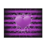 Gothic punk emo purple heart with black stripes postcard