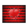 Gothic punk emo red heart with black stripes post cards