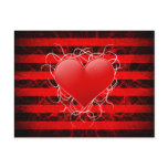 Gothic punk emo red heart with black stripes postcards