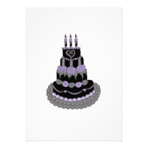 Gothic Purple Birthday Cake Custom Invitation