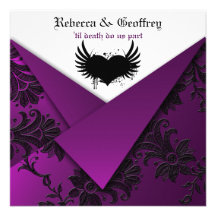 Gothic Purple, Black, Silver Wedding Invitation