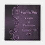 Gothic Purple Vintage Save The Date Wedding Fridge Magnet