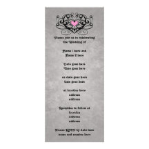 Gothic romance swirls and hearts wedding invite