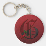 Gothic Rose Monogram G Key Chain