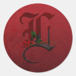 Gothic Rose Monogram K Round Sticker