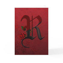 Gothic Rose Monogram R Greeting Card
