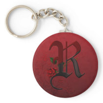 Gothic Rose Monogram R Keychains