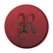 Gothic Rose Monogram R Magnet