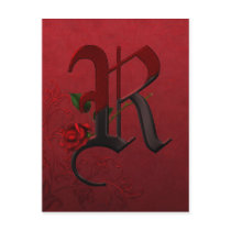 Gothic Rose Monogram R Postcard