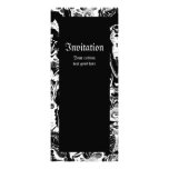 Gothic Rose White on Black Vertical Invitation
