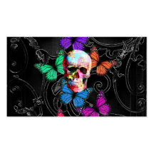 Gothic sugar skull & butterflies business cards