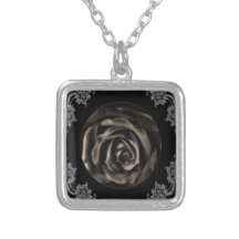 Gothic Vampire Black rose pedant Necklace