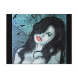 Gothic vampire woman black hair original art ELD postcards
