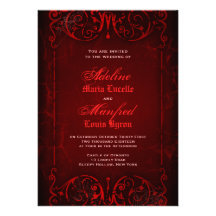 Gothic Victorian Deep Red Wedding Personalised Announcements