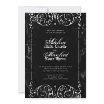 Gothic Victorian Spooky Black & White Wedding Personalized Announcement