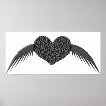 Gothic Winged Love Heart Poster