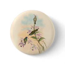 Gould Hummingbirds and Orchids Pin