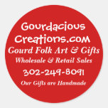 Gourdacious, Creations.com, Gourd Folk Art & Gi... Round Stickers