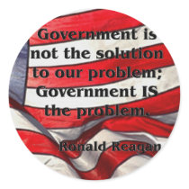 Government is not the solution - Reagan Quote Stickers