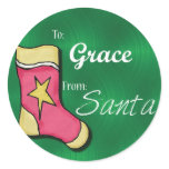 Grace Personalized Stocking Label Round Stickers