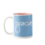 Gracias blue with pink dots mug
