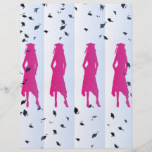 Grad Female Silhouettes Blue Vertical Stripe Flyer Design