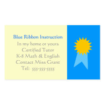 Grade School Tutor Business Cards Template