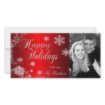 Gradient Red Snowflake Holiday Winter Photo Card
